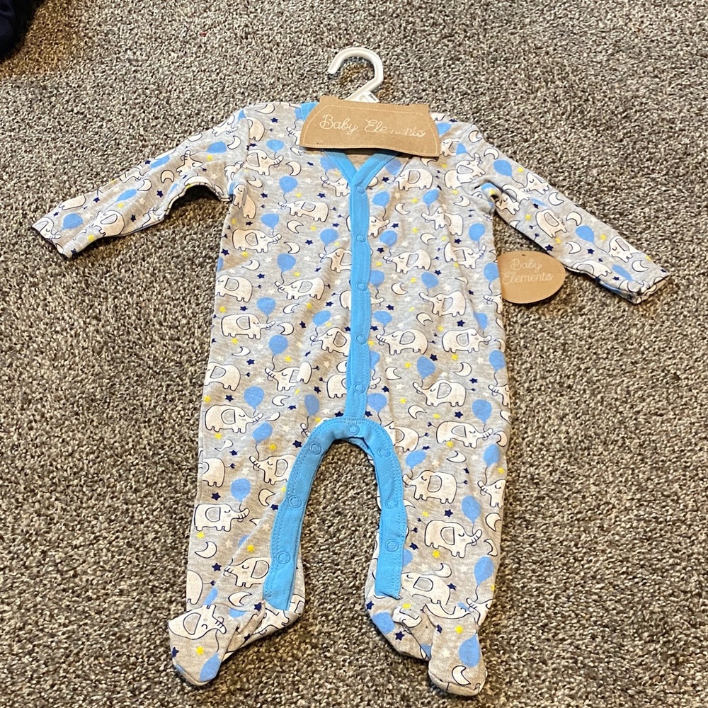 Gray and Blue Elephant Footie